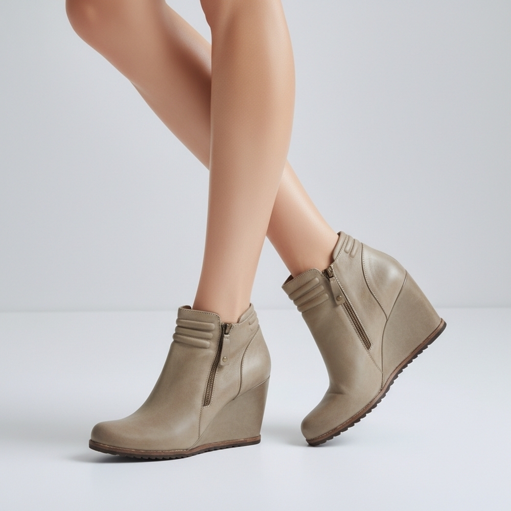 Beige Nude Western Boho Comfort Nordstrom Ankle Wedge Boot Zipper